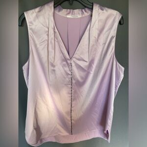 Tahari ladies lilac blouse with silver metallic trim, size large